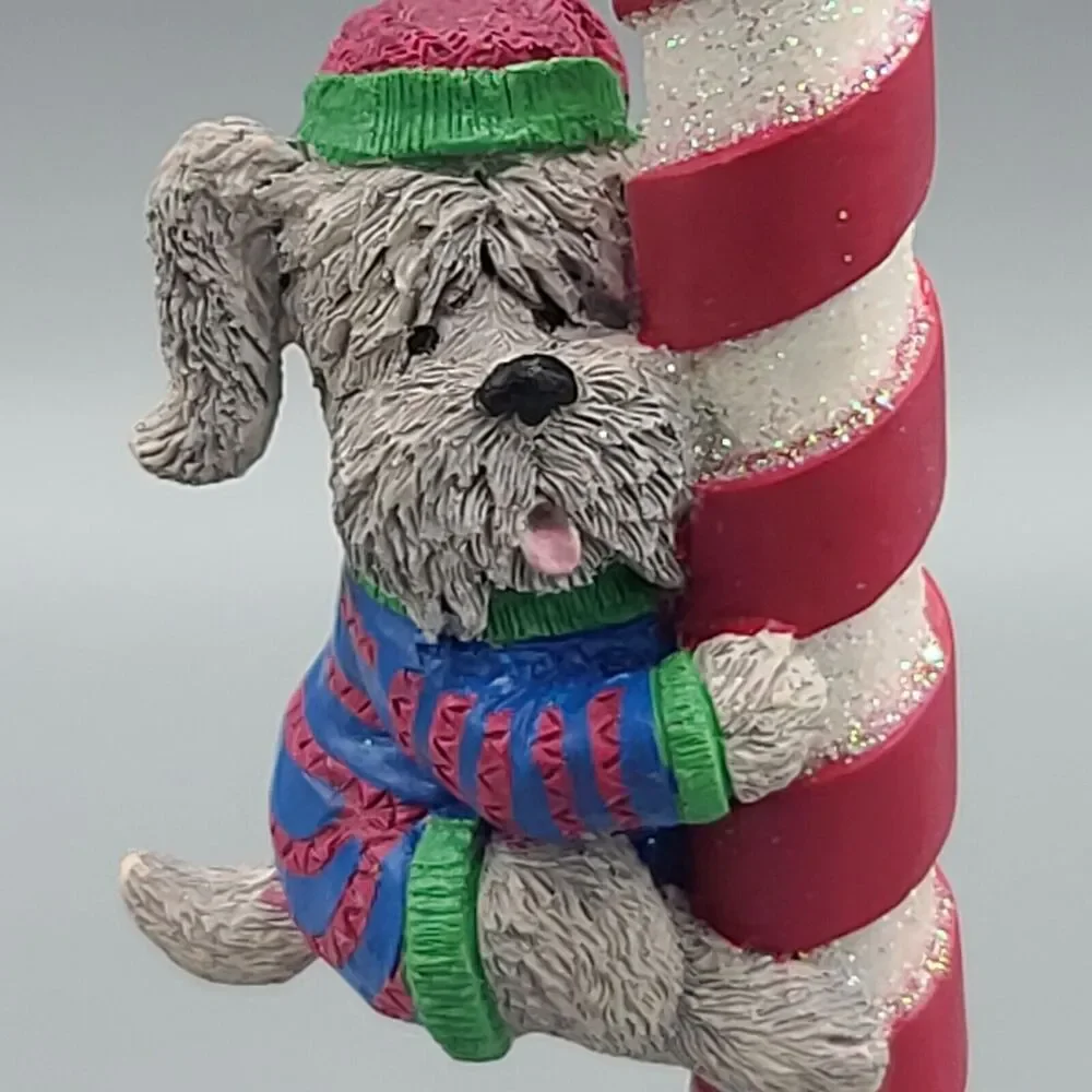 Christmas Ornament Dog Climbing Candy Cane Peppermint Stick